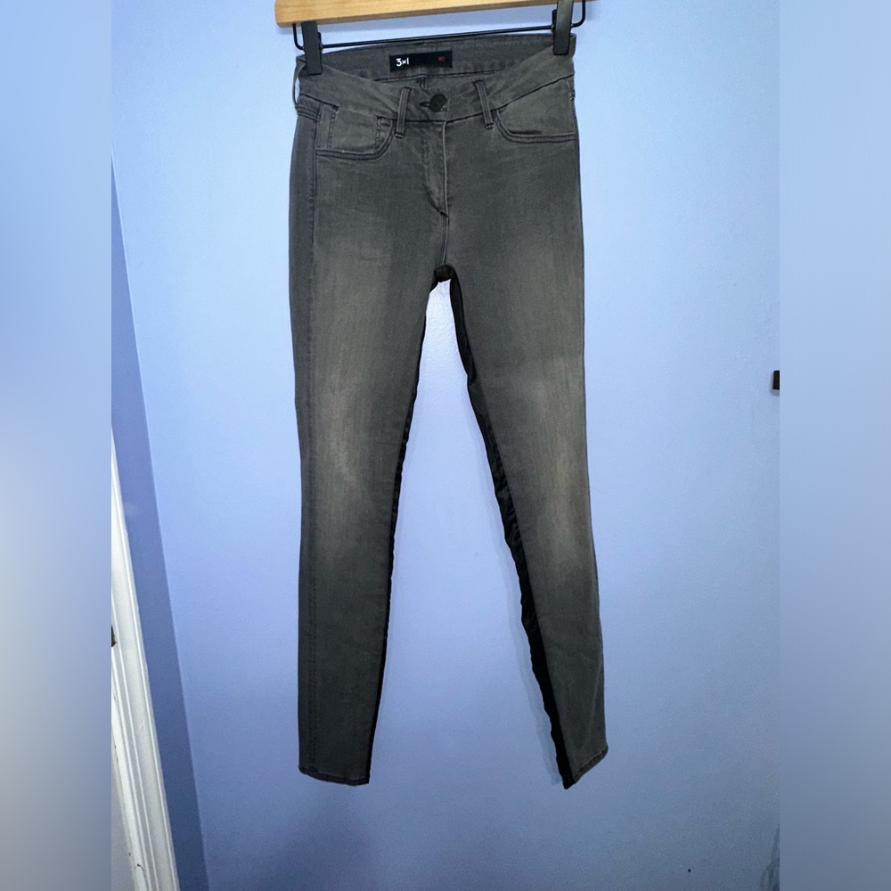 3X1 W2 Grey Jeans With Inner Black Stripe EUC Skinny‎ Jeans Size 25